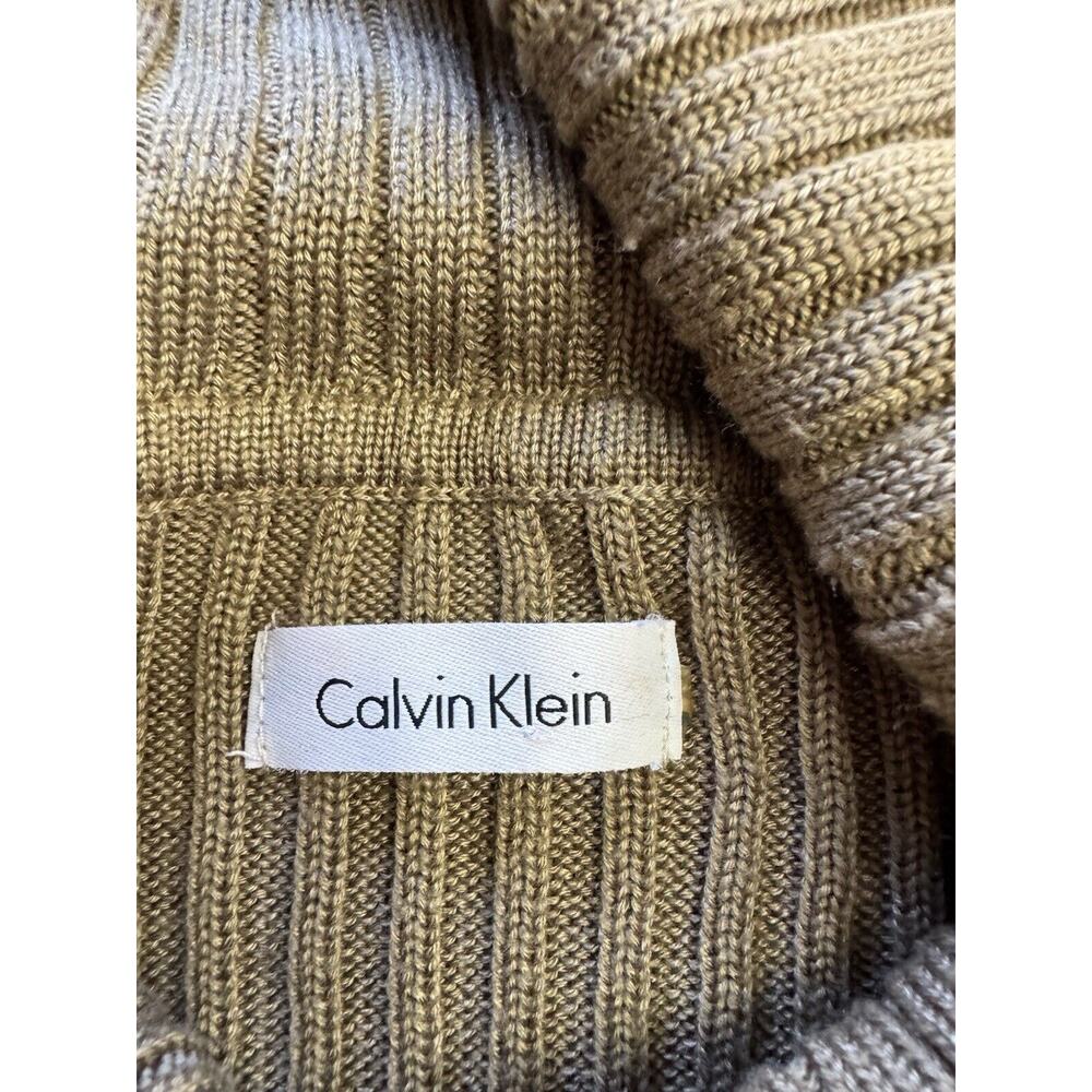 Calvin Klein Women’s Cowl Neck Flutter Sleeve Tan Ribbed Sweater Dress Size P/S - Picture 3 of 6